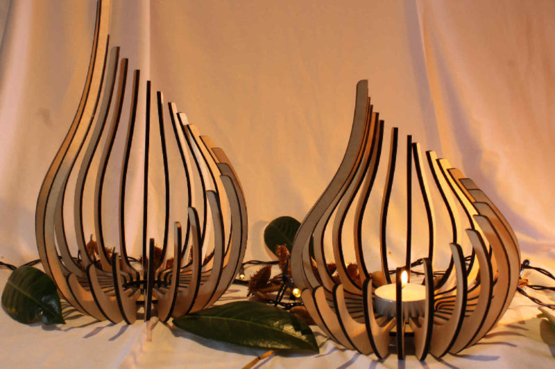 Fyrfadsstade - Oval sæt m. 2 stk.