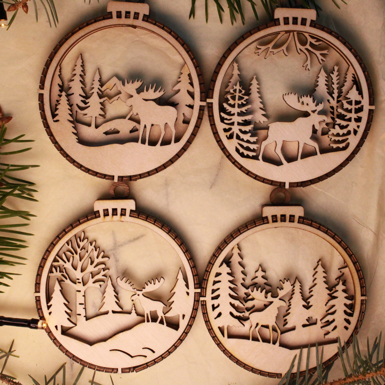 3D Julekugler - Sæt med 4 Elge